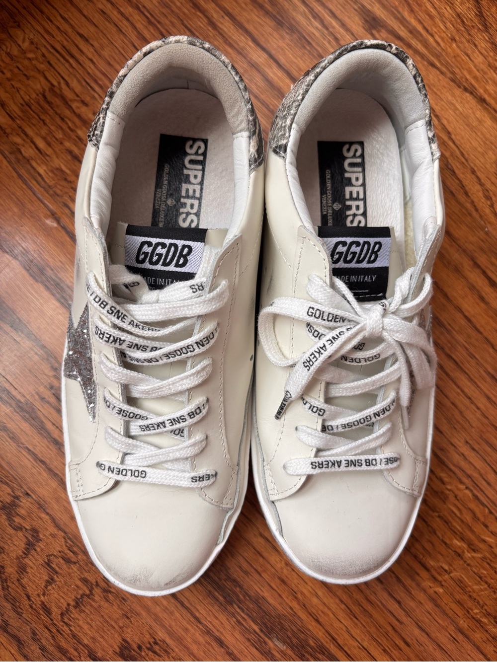 Golden Goose Super-Star 100% calf skin leather Silver star Snakeskin Sneakers - Picture 4 of 5